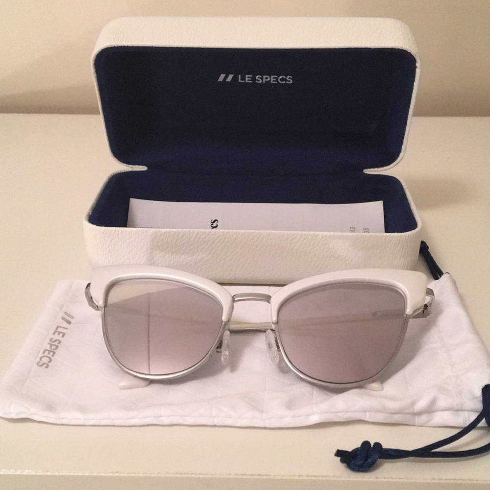 Le Specs Ashanti White Cat Eye Reflective Glasses